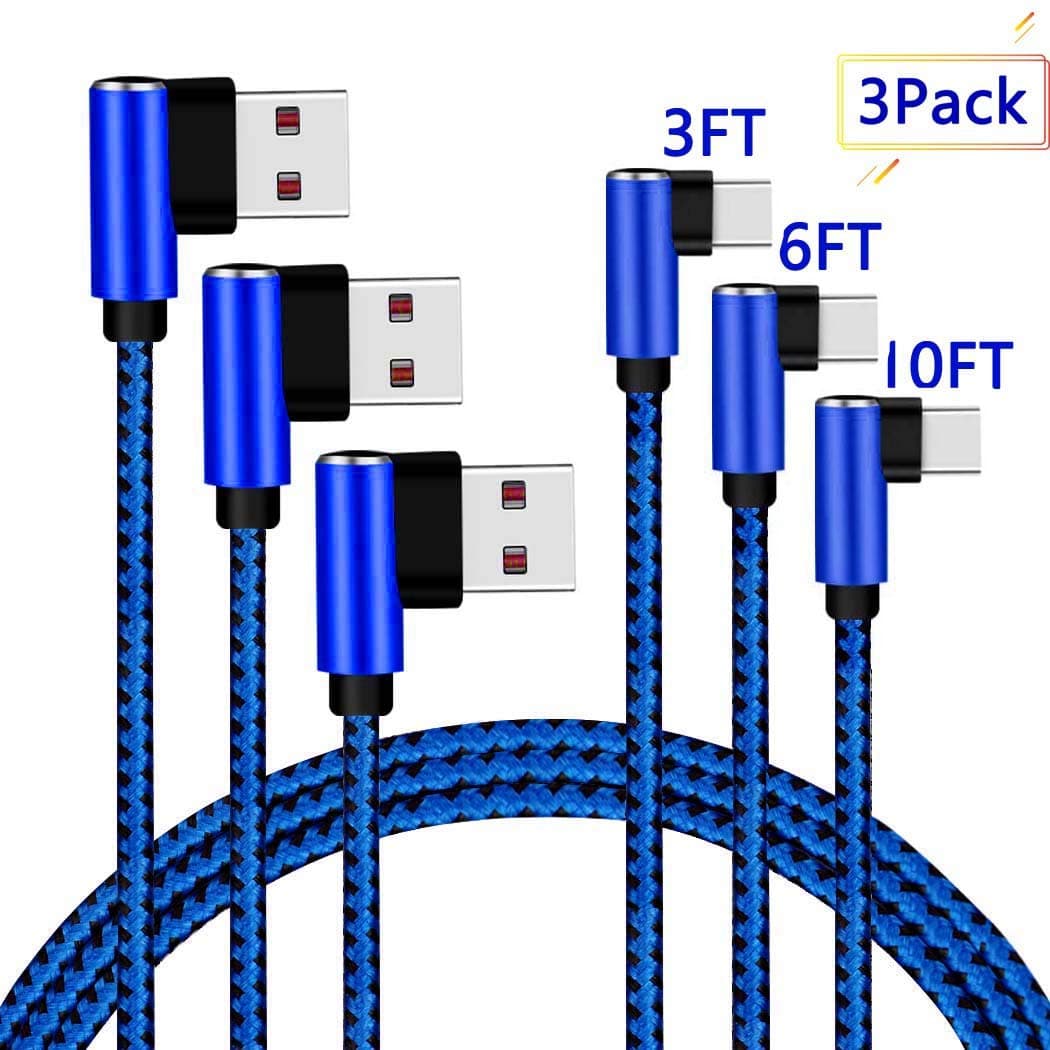 USB Type C Cable, GPROVA (3ft 6.6ft 10ft, 3 Pack) Durable Nylon Brained USB C to USB A Charger Fast Charging Cord for Samsung Galaxy S9 S8 Note 8, Pixel, LG V30 G6 G5, Switch, OnePlus 5 3T