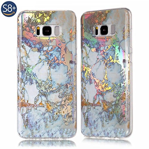 Galaxy S8 Plus Case With Screen Protector, L00KLY [Marble Design] Premium Ultra Slim Shockproof Anti-scratch Flexible Soft Marble Pattern TPU Case Cover For Samsung Galaxy S8 Plus (Plating Gold)