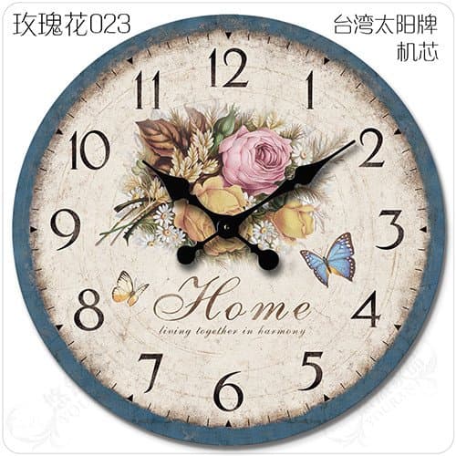 Buggy Round Decorative Wall Clock-Shabby Chic Floral Patchwork Clock - Vintage Wall Clocks for Living Room, Bedroom and Kitchen - Multi-Coloured Cute Retro Style Clock Wall ,18 inches 45.7CM