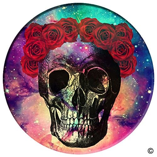 Expanding Stand and Grip for Smartphones and Tablets, Multi-function Mounts and Stands Kit Car Mount iPhone Holder Collapsible Black - Rose Skull Galaxy