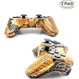 [2 Pack] Bluetooth Camouflage Game Controller Wireless Dualshock Joystick Vibration Sixaxis Remote Gamepad for PS3 Playstation 3 [Gift 2 Charging-Cable] (Yellow-Camouflage)