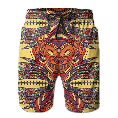 Yellow Pattern Mask Handsome Mans Beach Pants