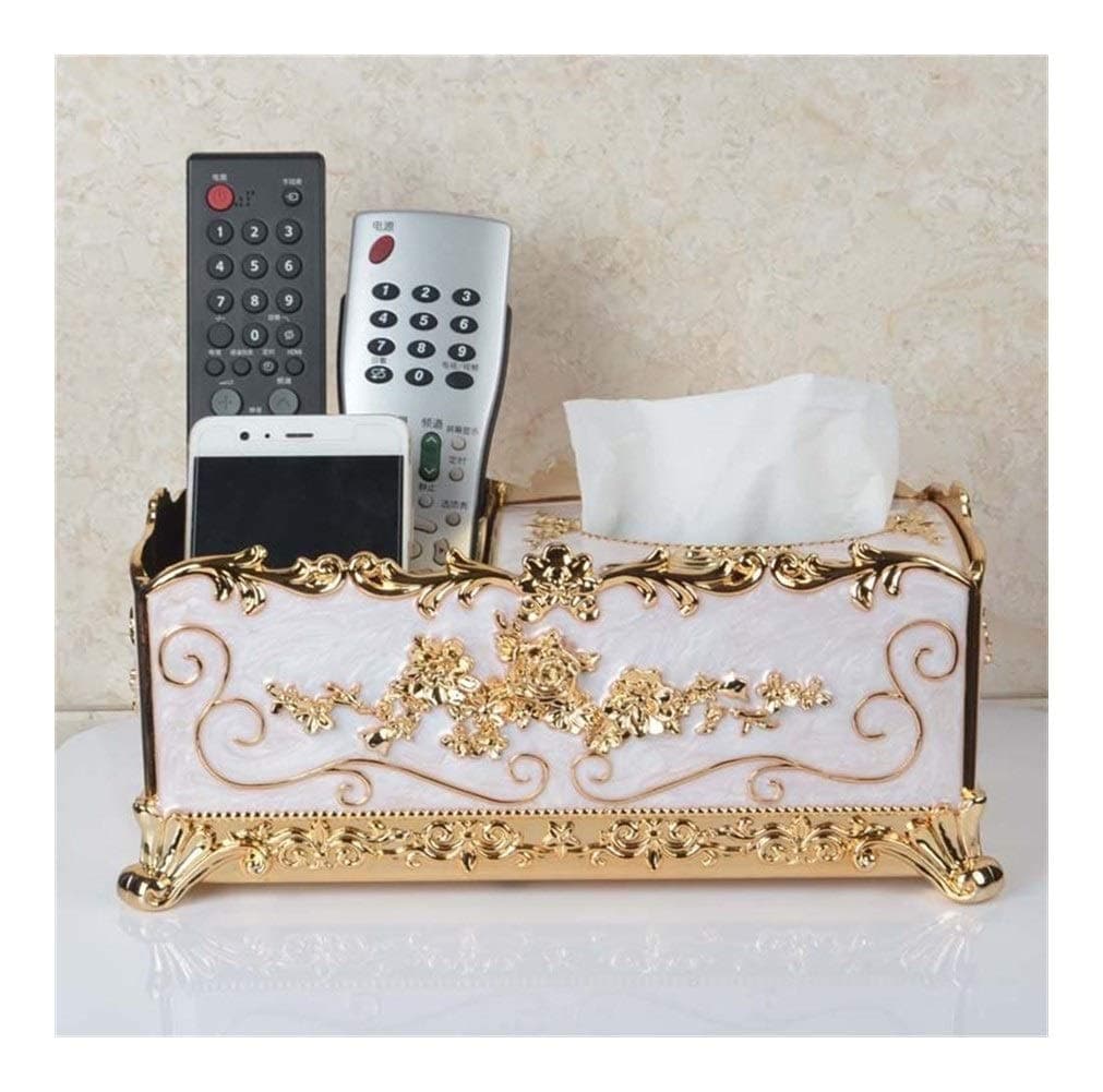 Home Multi-function Tissue Box Home Office Tissue Cover Book Tissue Box Holders Home (Color : Gold White)