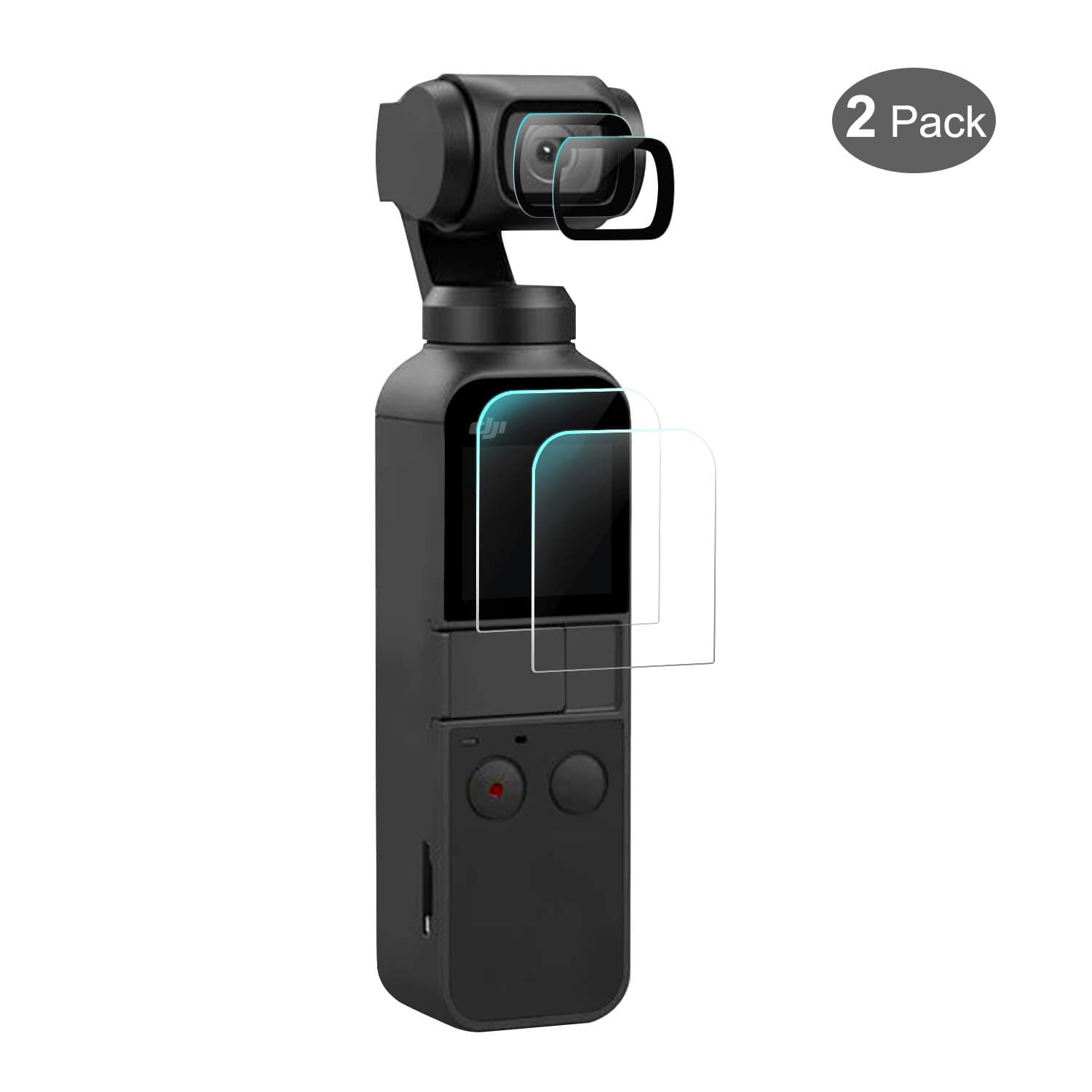 [4Pcs] iTrunk Tempered Glass Screen Protector Set Compatible for 2018 DJI Osmo Pocket Screen+ 9H Tempered Glass Lens Protection Film Full Coverage HD for Camera Lens, Explosion-Proof,Anti-Scratch