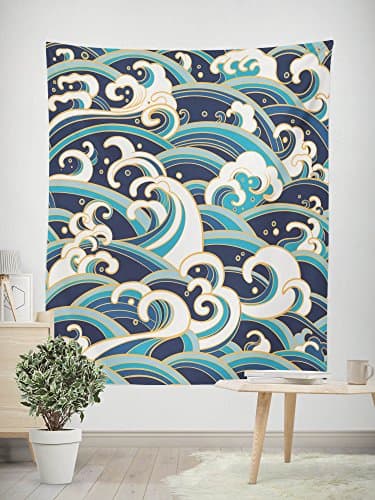 ocean waves foam splashes pattern Vertical Tapestries, Wall Hanging Tapestry for Bedroom / Living Room / Dorm Accessories (XL：59“X 90”/ 150cmX230cm)