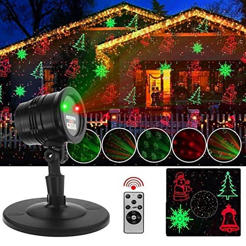 Projector Lights, Laser Lights with 5 Lighting Patterns, Decorative Lighting Projector IP65 Waterproof Landscape Projection Spotlight with Remote Control for Garden, Wedding, Party