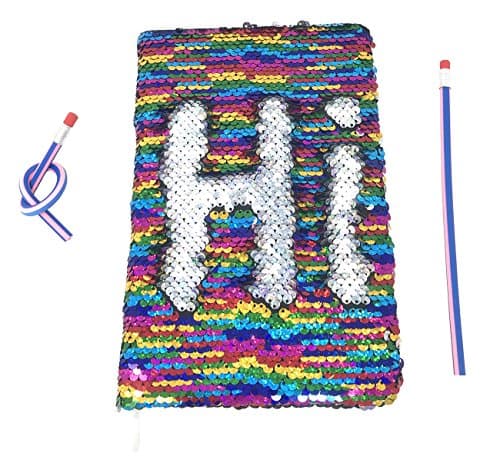 Magic Sequin Journal Reversible Sequin Office Notebook Mermaid Notepad School Diary for Girls Adults Festival Birthday Gifts With 2 Pcs Magic Soft Pencils