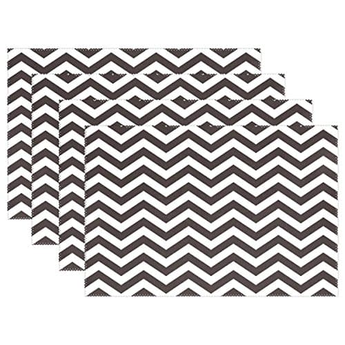 Use7 Chevron Zigzag Placemat Table Mat 12" x 18" Polyester Table Place Mat for Kitchen Dining Room Set of 6 for Kids