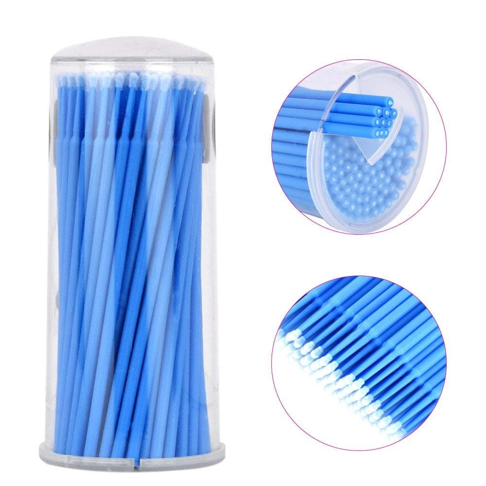 Alonea Micro Applicators Brush, 100PCS Multipurpose Brush Disposable Applicators Tooth Lip Eyelash Brush Micro Brushes Swab Lint (Blue)