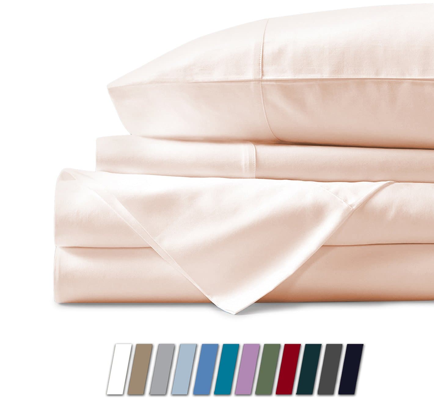 1000 Thread Count Best Bed Sheets 100% Egyptian Cotton Sheets Set - Ivory Long-Staple Cotton King Sheet for Bed, Fits Mattress Upto 18'' Deep Pocket, Soft & Silky Sateen Weave Sheets