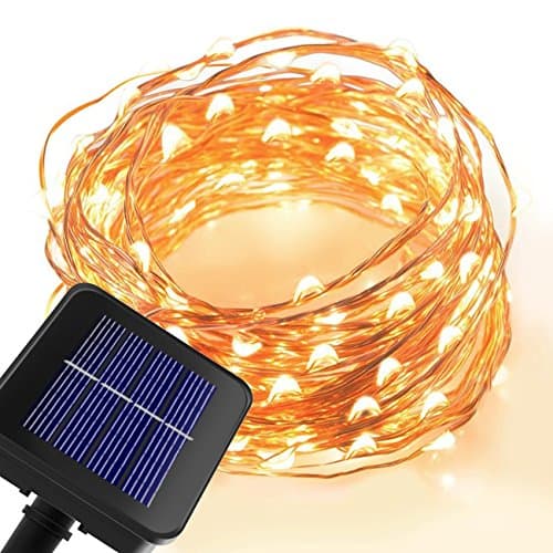Lrifue Solar 8 Lightning Modes Powered String Light 55ft/17m 150 LEDs Starry String Lights Copper Wire Lights Ambiance Lighting for Outdoor, Gardens, Homes, Dancing, Christmas Party(Warm White)