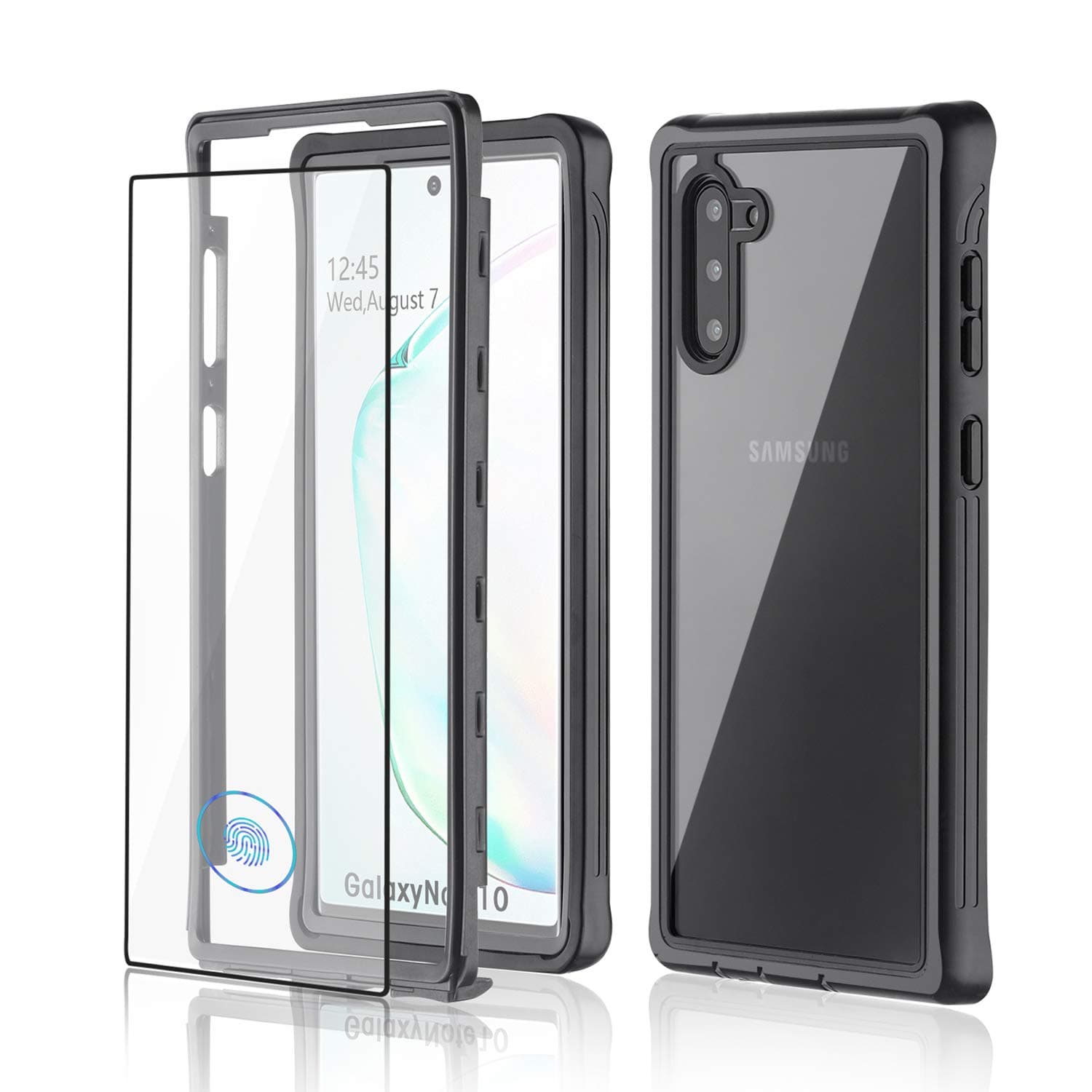 GTF Galaxy Note 10 5G Case, Built-in Screen Protector, Clear Full Body Heavy Duty Protection, Shockproof Rugged Cover Designed for Samsung Galaxy Note 10 5G (2019, Black)