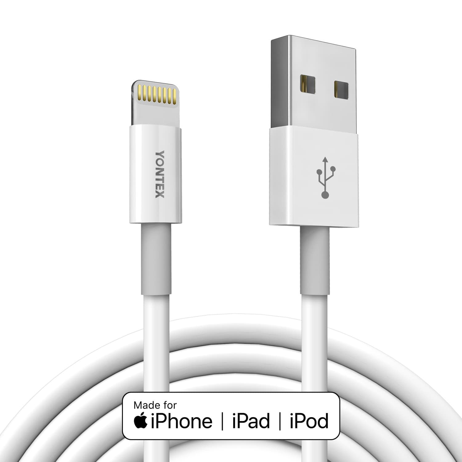 YONTEX Lightning Cable，Apple MFi Certified，1M (3FT) iPhone Lightning to USB-A Charger Cord - Singel [ 24-Month Warranty ]