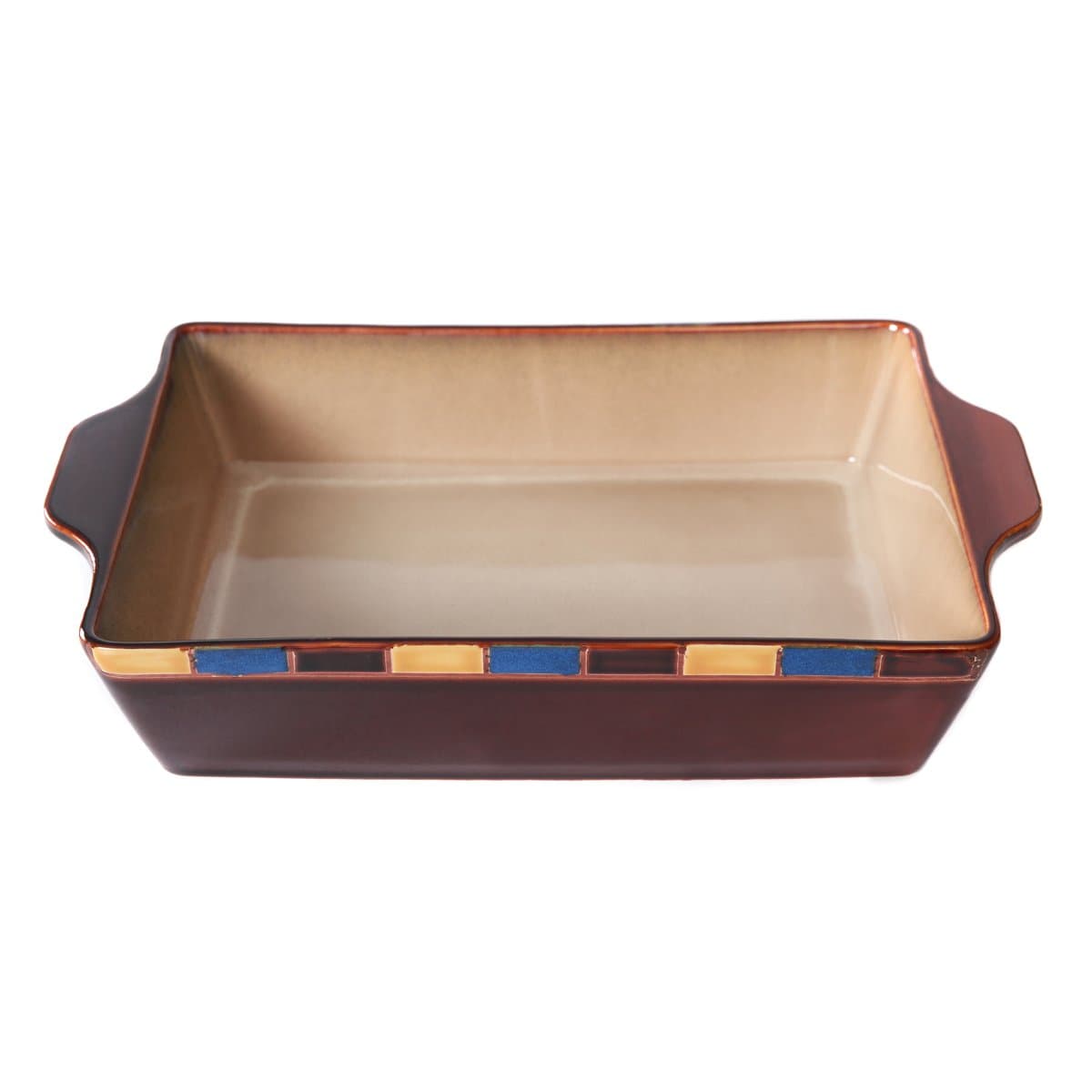 WHITEPEONY Bricks Blue Stoneware Rectangular Baker, 9-Inch x 13-Inch
