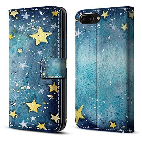 iPhone 7plus/8plus Wallet Case 5.5 inch, Stand Feature,Double Layer Shock Absorbing Premium Soft PU Color matching Leather Wallet Cover Flip Cases For apple (11-ai stars)