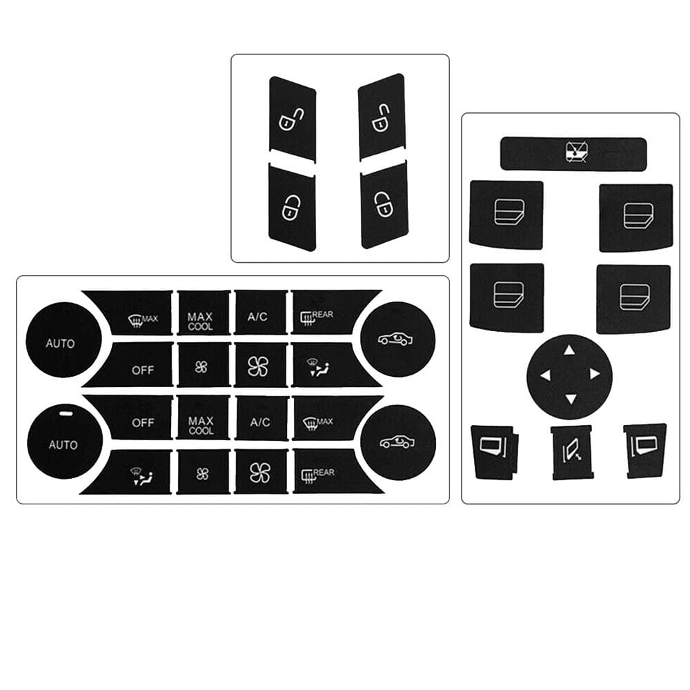 Door Lock Switch & Window Switch & AC Button Stickers for 2008-2014 Mercedes Benz W204 C250 C300 C350 E-Class ML GL GLK