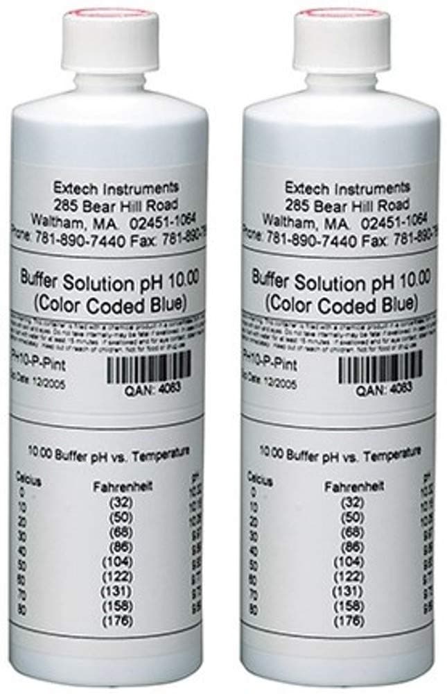 Extech PH10-P 10pH Buffer Solution (2 Bottles), Comes in Convenient Pint Size Plastic Bottles