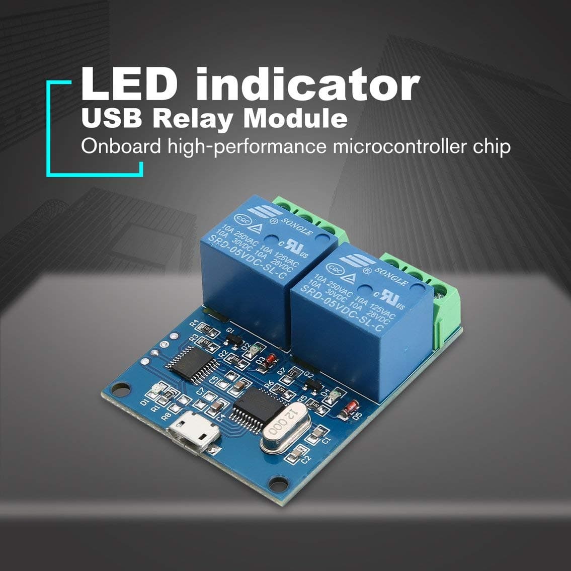 LCUS-2 USB 5V 2 Channel Relay Module CH340 USB Intelligent Control Switch Serial Relay Module USB Relay Module/Blue