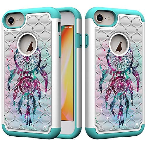 iPhone 8 Case, iPhone 7 Case, iPhone 6/6s Case, UZER Dual Layer Shockproof Glitter Sparkle 3D Diamond Bling Rhinestone Painted Series Hard PC+ Soft Silicone Hybrid Impact Case for iPhone 8/7/6S/6 4.7"