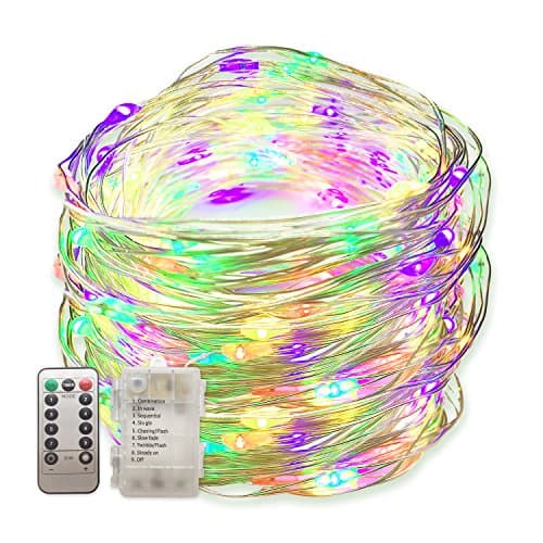 Senbao Dimmable Starry String Lights, 33 ft, Copper Wire,8 Modes Starry Fairy String Lights Battery Powered with Remote Control (Multicolor)