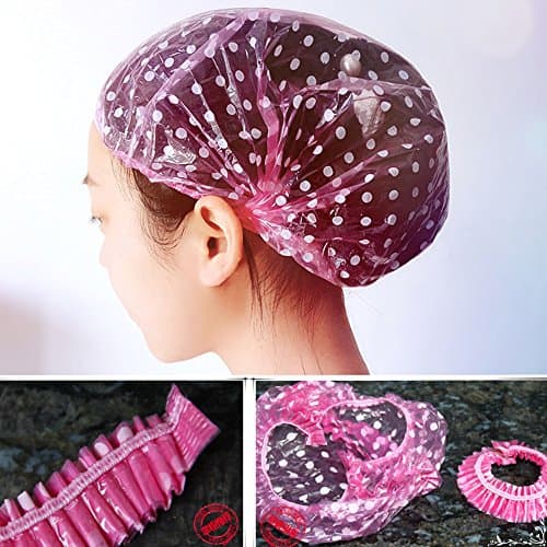 100 Pcs.Reusable Bath Shower Caps Assorted Clear Plastic Head Hair Cover Salon Cap