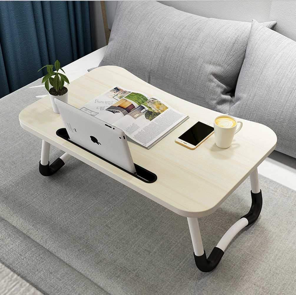 Large Laptop Table,Foldable Portable Lap Desk Tablet Holder,Notebook Stand Breakfast Table Bed Tray,ideal for 11''-17'' Laptop-White