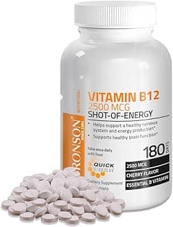 Bronson Vitamins 180 Tablets: Bronson Vitamin B12 2500mcg, Quick Release Sublingual Vitamin B-12, 180 Tablets