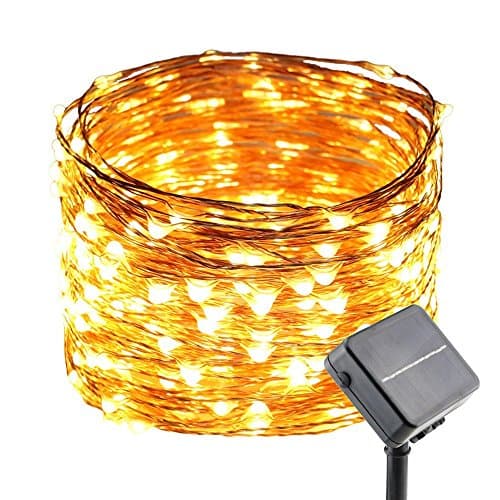 Ruichen Solar LED String Lights, 30M/99Ft 300 LEDs Copper Wire Solar String Lights,8 Modes Warm White Firefly Fairy Lights for Ourdoor, Garden, Party, Weddings, Holiday or Christmas(Warm White)