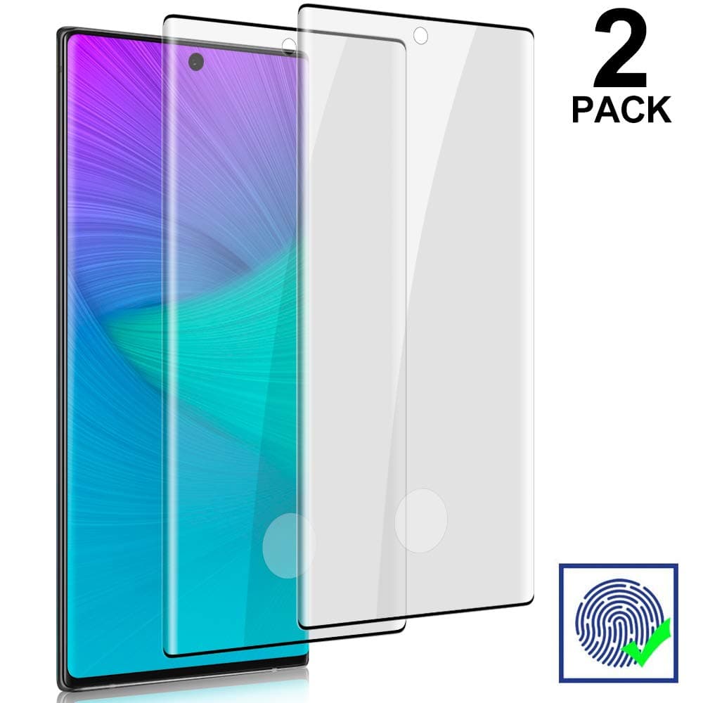 (2-Pack) Galaxy Note 10 Plus Screen Protector Tempered Glass Case-Friendly Easy Bubble-Free with Anti-Fingerprint HD Clear Full Coverage for Samsung Galaxy Note 10 Plus