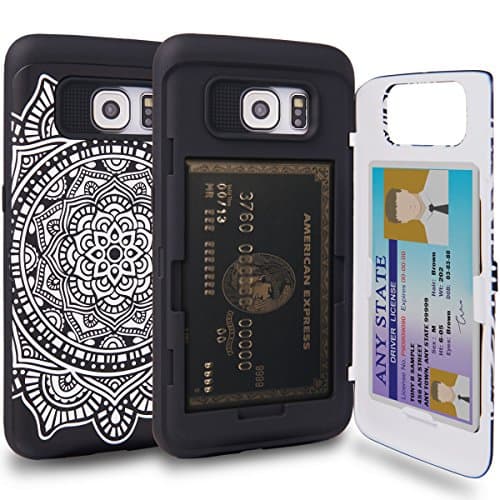 Galaxy S6 Edge Case, TORU [S6 Edge Wallet Case Pattern Mandala] Protective Slim Fit Dual Layer Hidden Credit Card Holder ID Slot Card Case with Mirror for Samsung Galaxy S6 Edge - Dreamcatcher