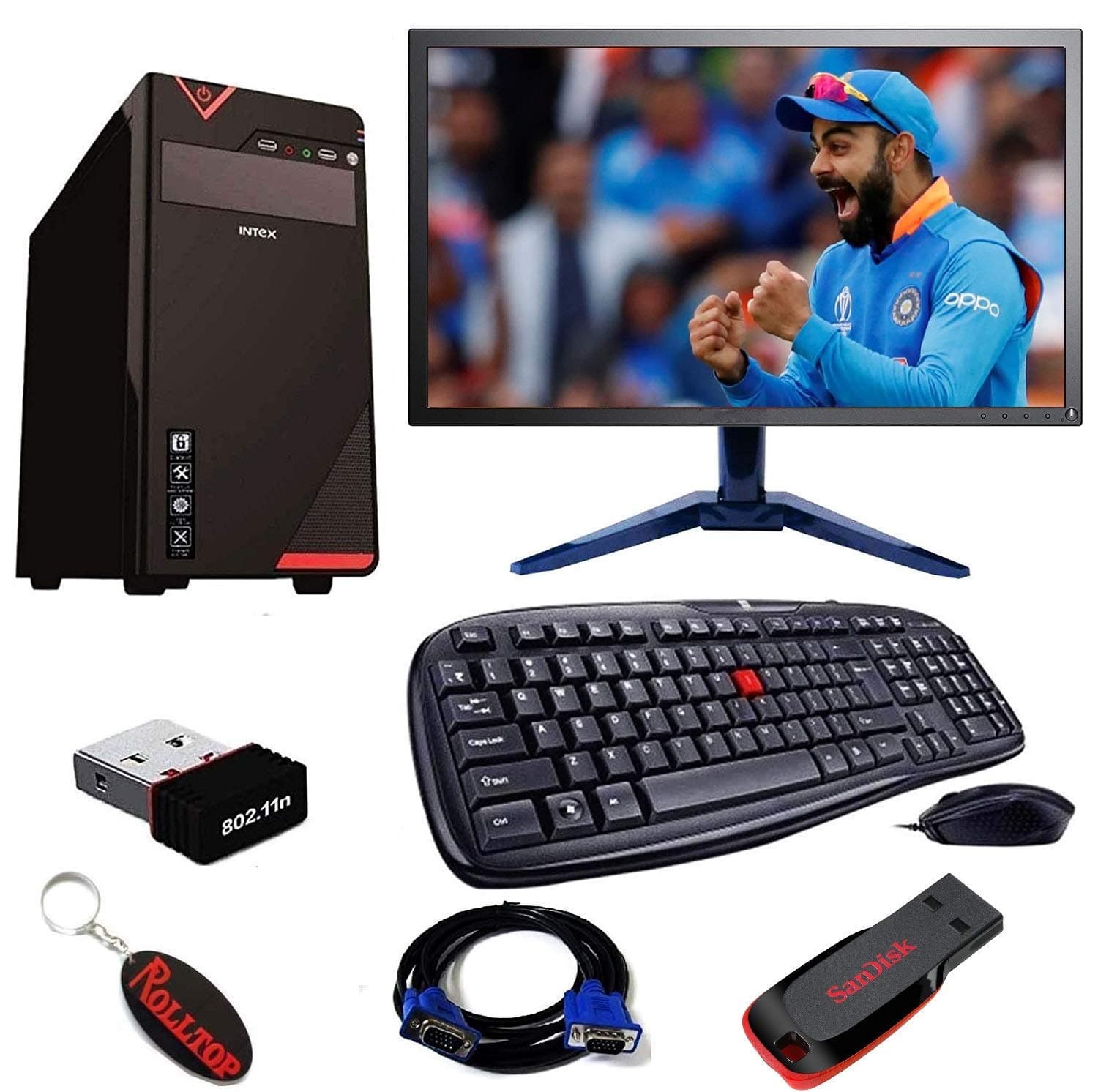 Rolltop® Assembled Desktop Core 2 Duo 3.0 GHZ Processor, G31 Motherboard, 15.4" LED Monitor, 4 GB RAM, 16 GB Pen Drive, Windows 7 Ultimate Trial Version