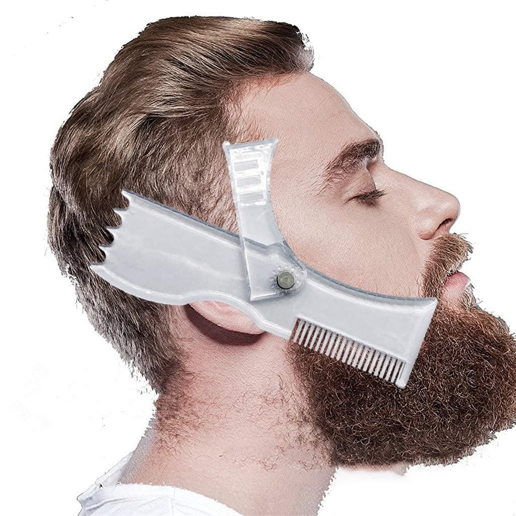Man's Rotating Beard Style Comb Beard Shaping Styling Template Beard Comb Shaving Cut Beard Styling Tools, Help Users to Create Including Curve Cut, Step Cut, Straight Cut, Goatee, Sideburns (Clear)