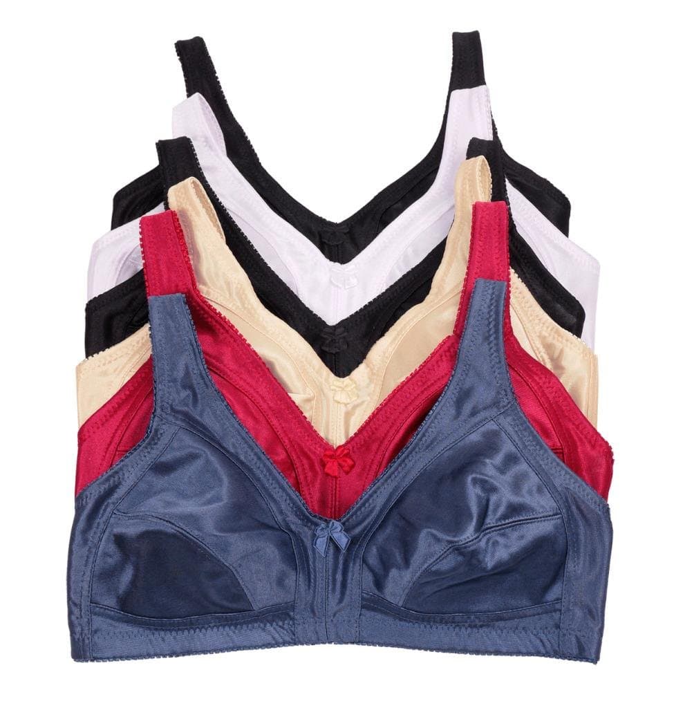 Women's 6-Pack Unlined Wire Free Bras (36D, solid satin)