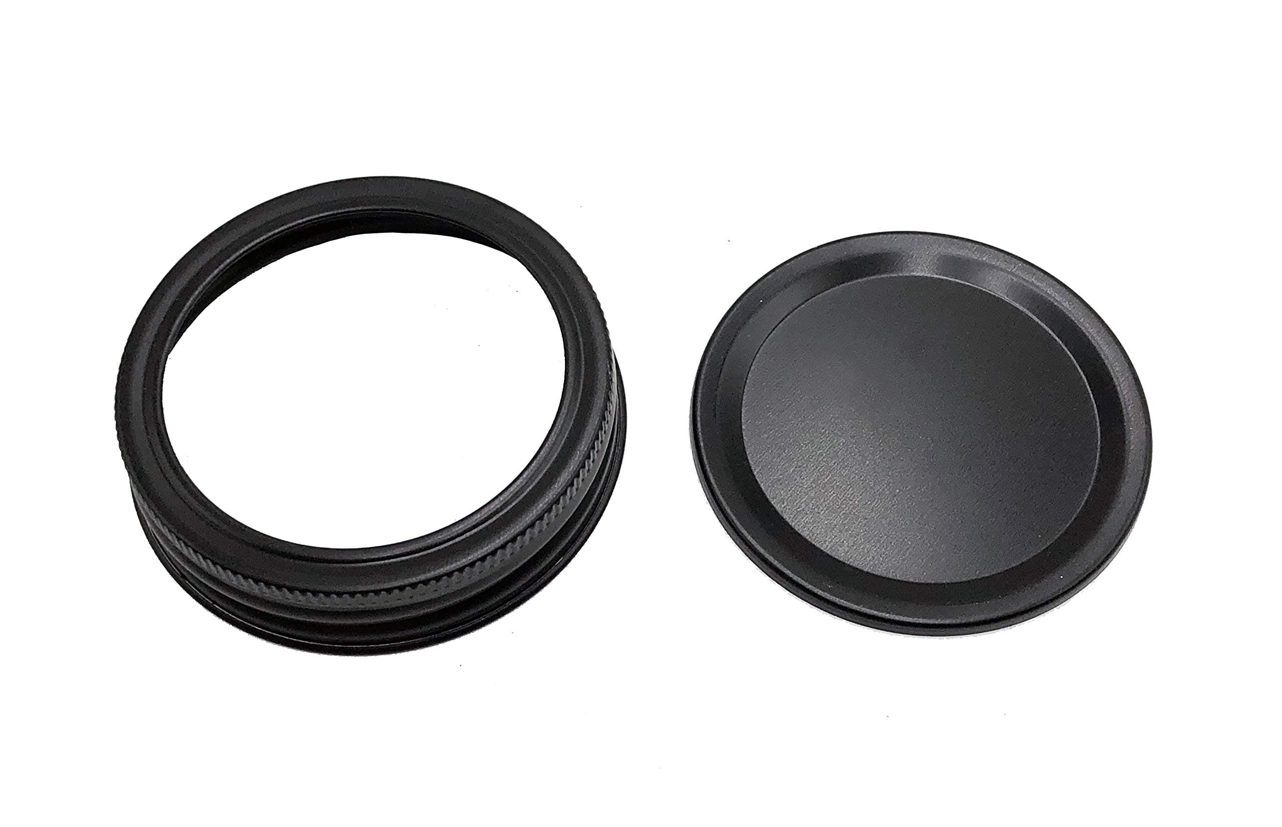 THINKCHANCES Black Rust Proof Ring with Air Tight Aluminum Insert Lid with Silicone Sealing Linear for Regular Mouth Transform Mason Ball Canning Jars (12 Pack, Regular Mouth)
