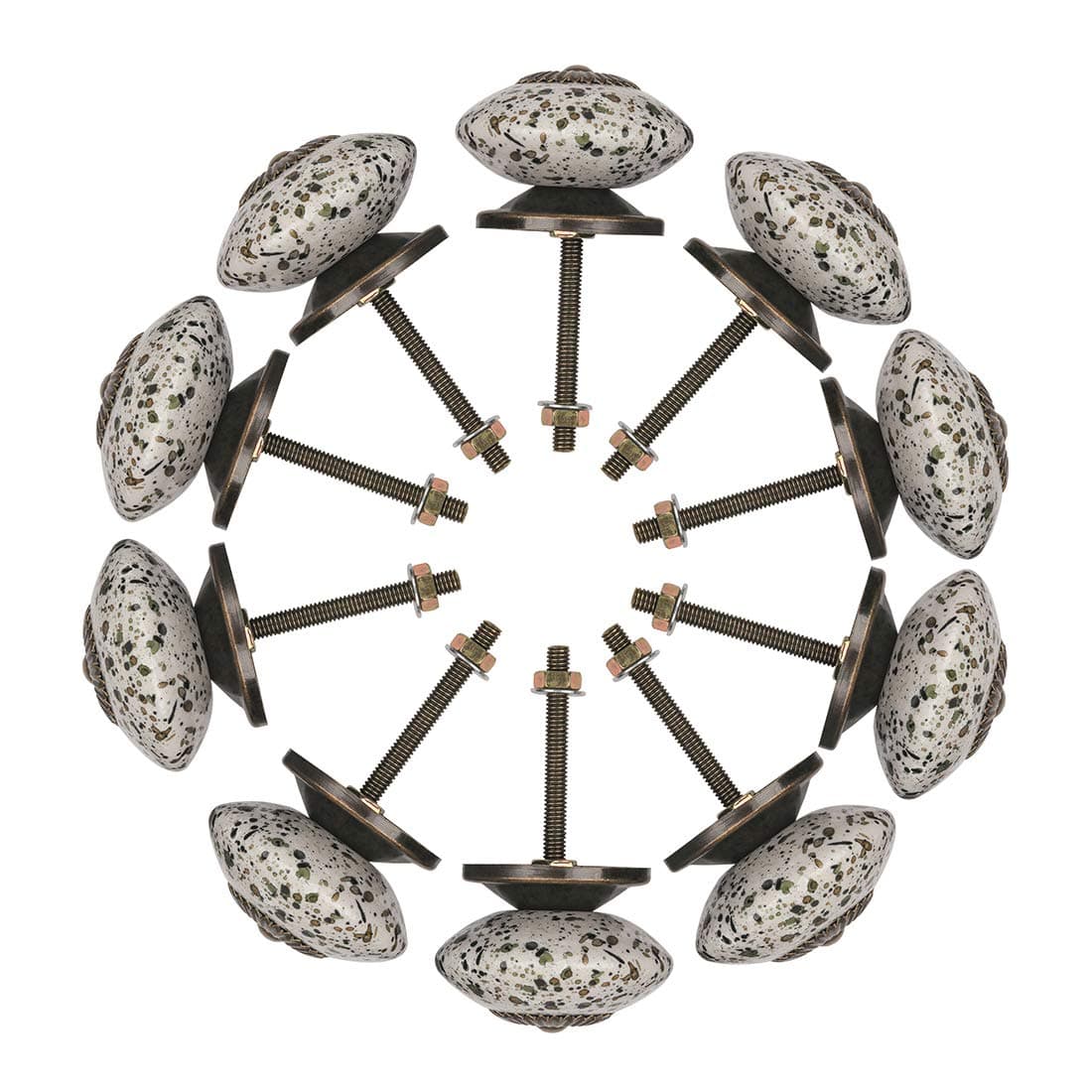 Cabinet Round Knobs, Drawer Cupboard Knob Pull Handle for Dresser Kitchen Furniture Hardware - 10 Pack (White Spot)