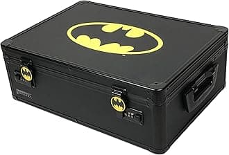 Vaultz Locking Storage Box - 6.5 x 23 x 13.5 Inch Lockable Storage Box Safe for Documents & Valuables w/Combination Lock, Black with Batman