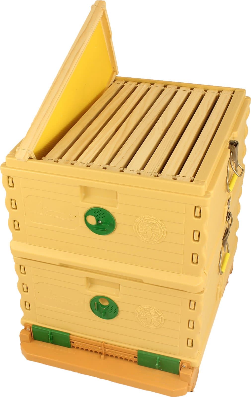 Apimaye Ergo Plus 10 Frame Langstroth Insulated Bee Hive Set with Wooden Frames and Wax Coated Plastic Foundation (Orange)