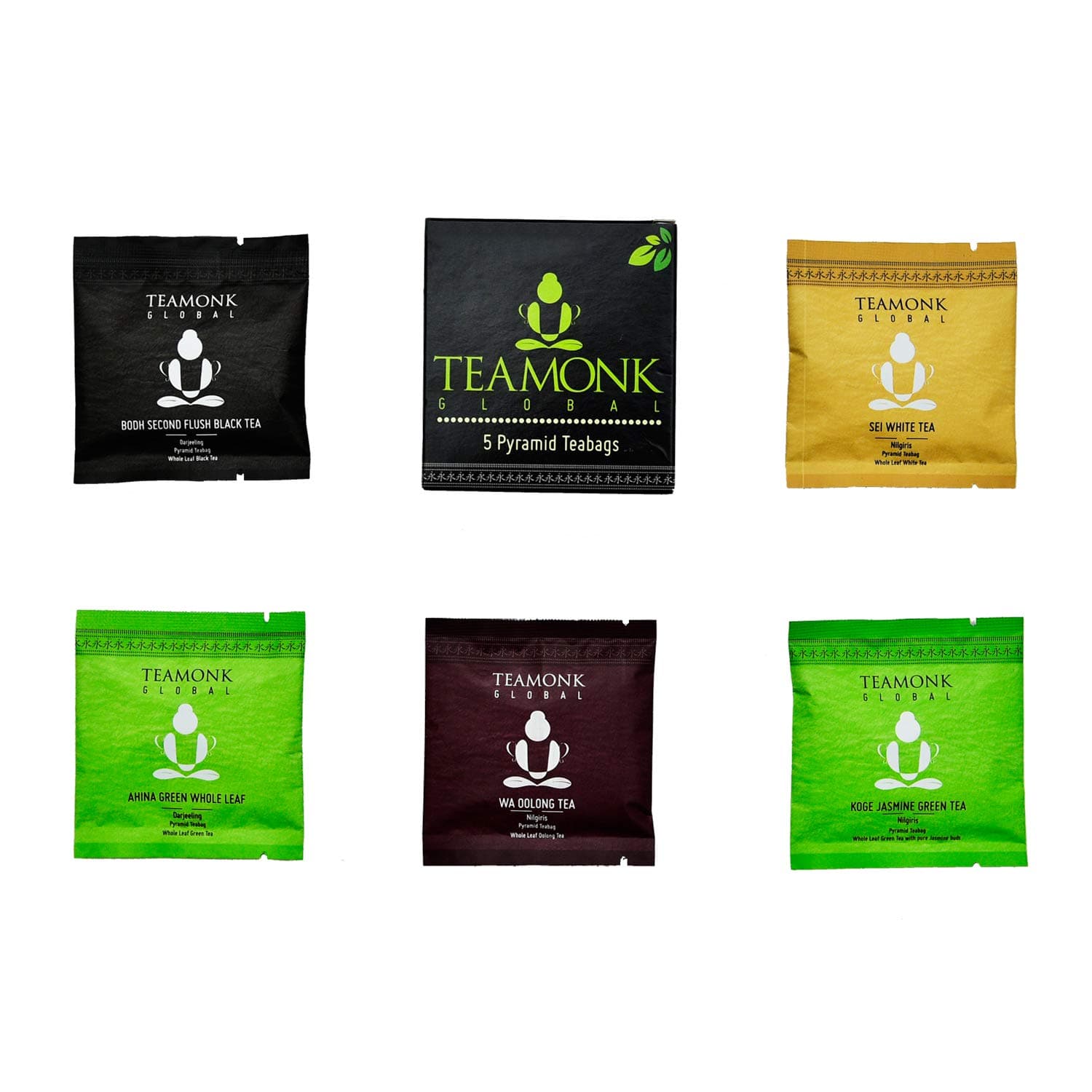 Teamonk Global Tea Samplers | Assorted Collection (5 Assorted Teabags)