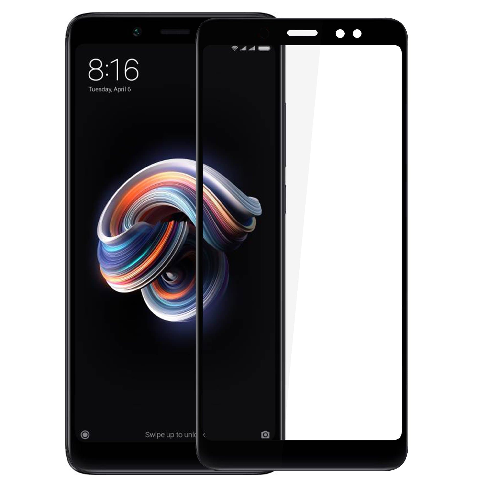 Hupshy® Redmi Note 5 Pro Tempered Glass Screen Protector Full Glue Edge to Edge Fit 9H Hardness Bubble Free Anti-Scratch Crystal Clarity Screen Guard for Redmi Note 5 Pro - Black (FTG02)