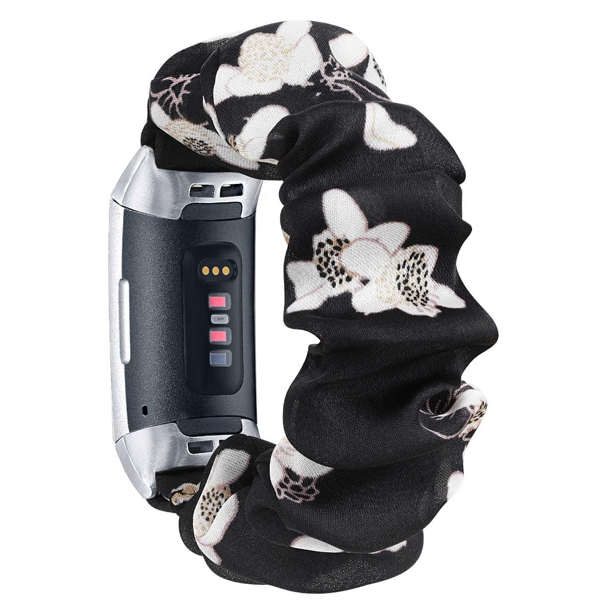 fastgo Compatible with Fitbit Charge 4/Charge 3 SE Scrunchie Band, Women Girls Elastic Stretchy Fabric Replacement Watch Band Wristband Sport Strap Bracelet Cuff Compatible with Fitbit HR