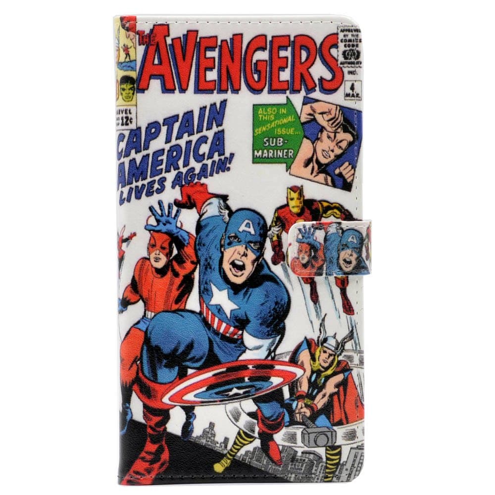 iPhone 6S Case - Unique Cartoon Comic Superhero Alliance Pattern Slim Wallet Card Flip Stand PU Leather Pouch Case Cover for Apple iPhone 6 6S Cool as Great Gift