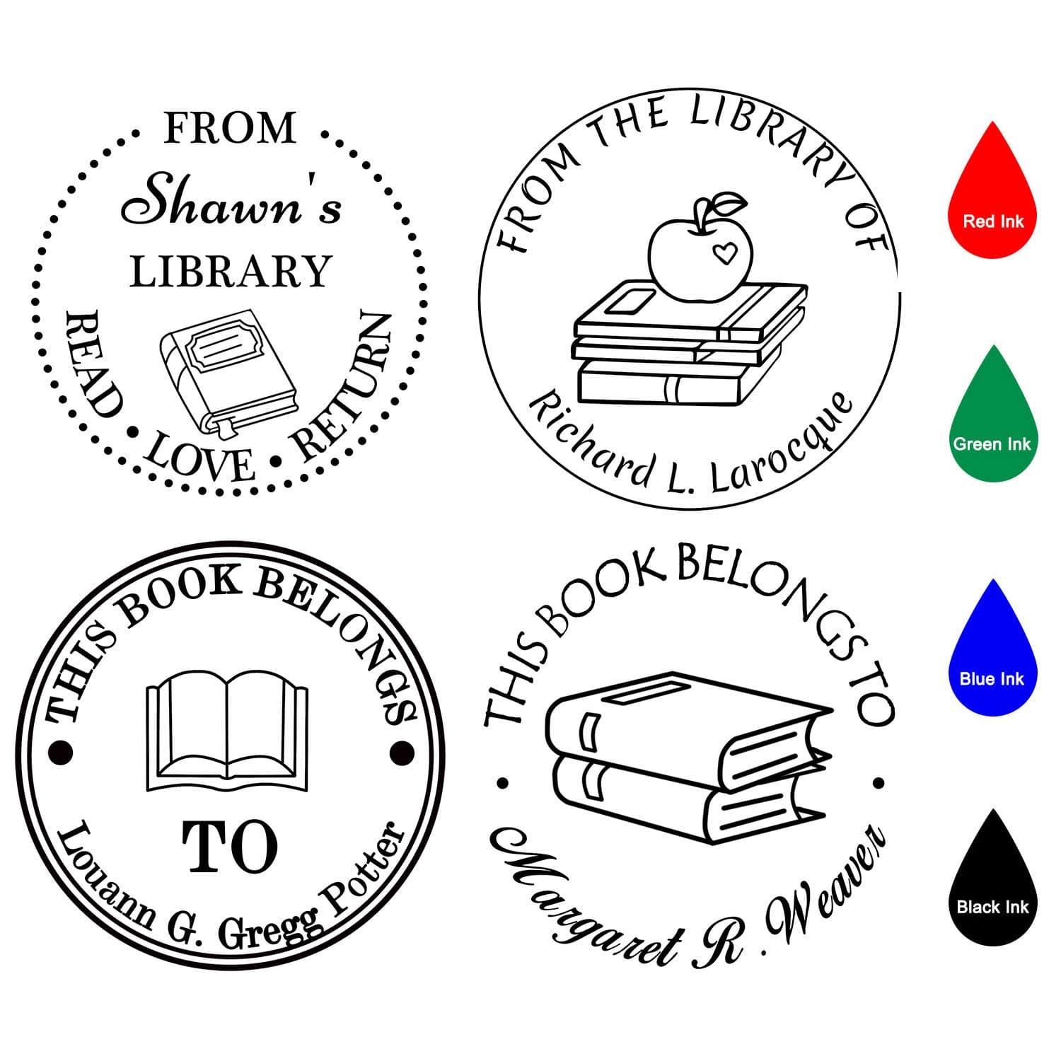 Custom Stamp Self Inking,Personalized Stamp Return Address,1-5/8" Diameter, Round Book/Classroom/Library/Teacher Stamp