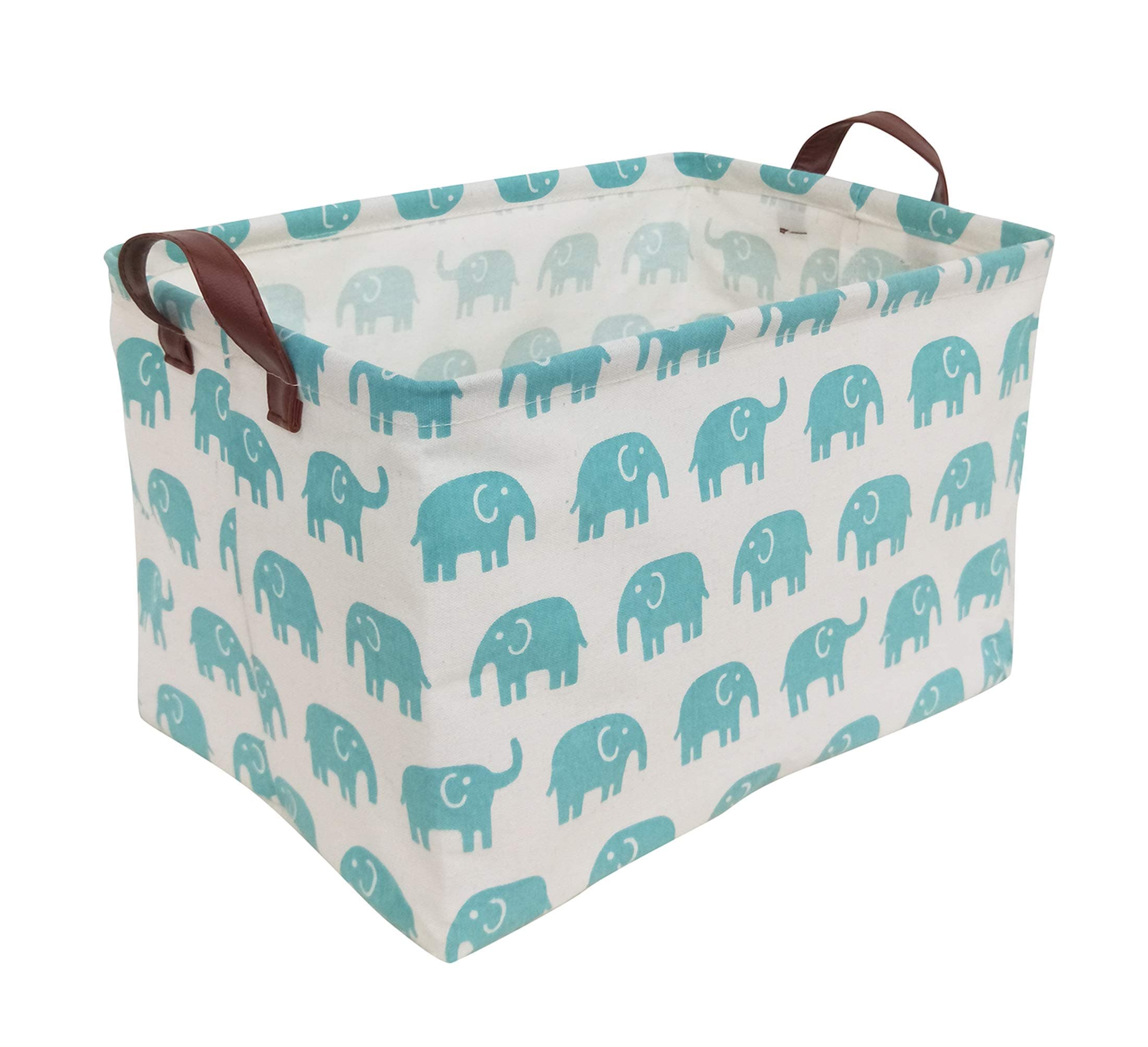 HIYAGON Rectangular Storage Boxes,Fabric Storage Bin Organizer,Collapsible Storage Basket for Toy, Clothes,Books.Shelves Basket (Bule elephant)