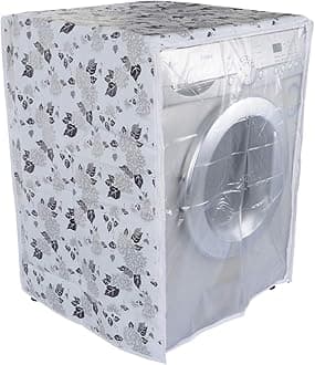 Classic® Front Load Washing Machine Cover Suitable for LG 5.5 Kg, 6 Kg, 6.5 Kg (50cmsX63cmsX81cms, Half White & Grey)