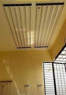 NR Industries Stainless Steel Rust Proof Ceiling Clothes Hanger/Rack Roof Mount Cloth Dryer with Individual Drop Down Railers (NRI 3 Feet)