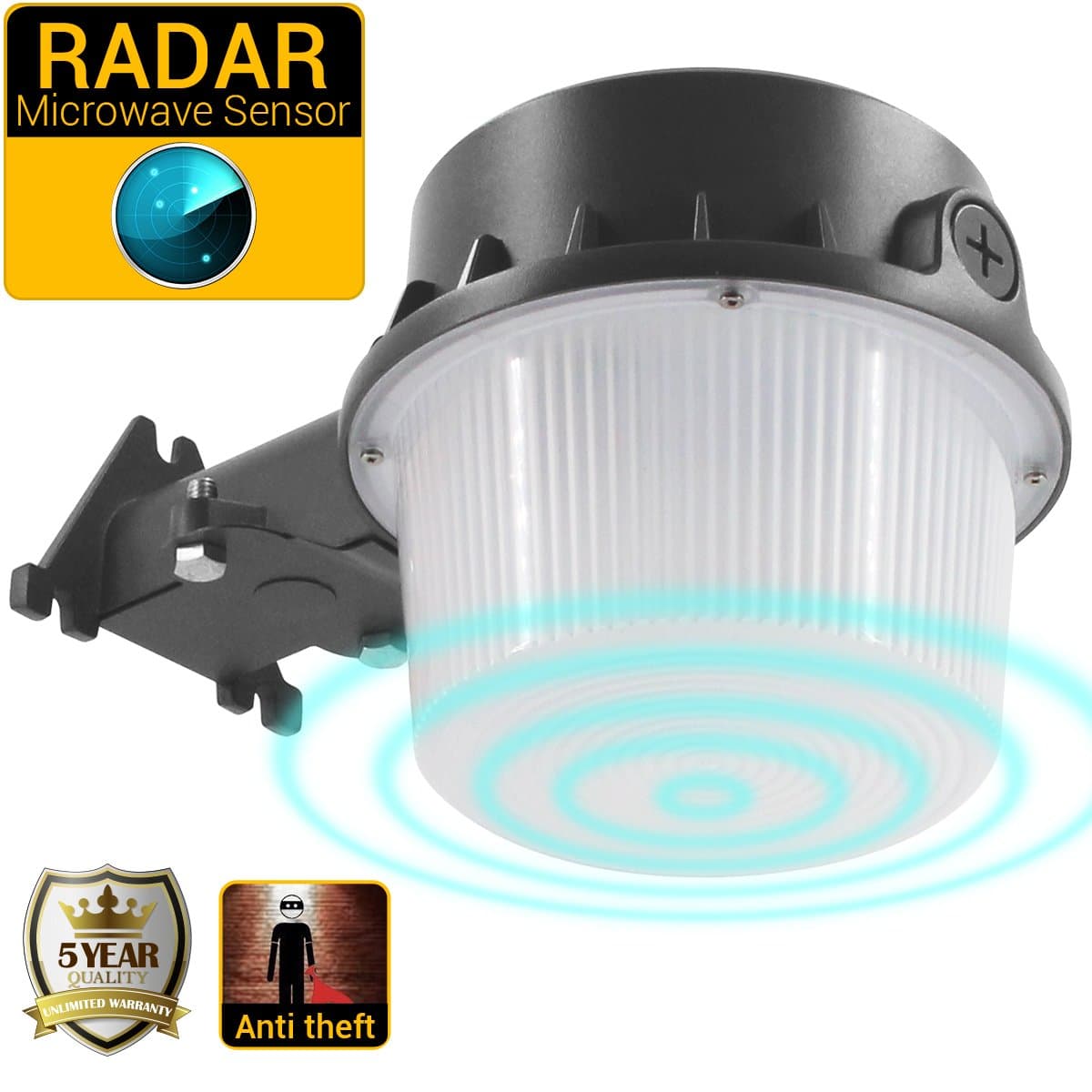 Outdoor Security Light, Microwave Radar Motion Sensor, 35W Yard Light for Area Lighting, 5000K Barn Light, 3700lm Floodlight ETL/cETL Approved