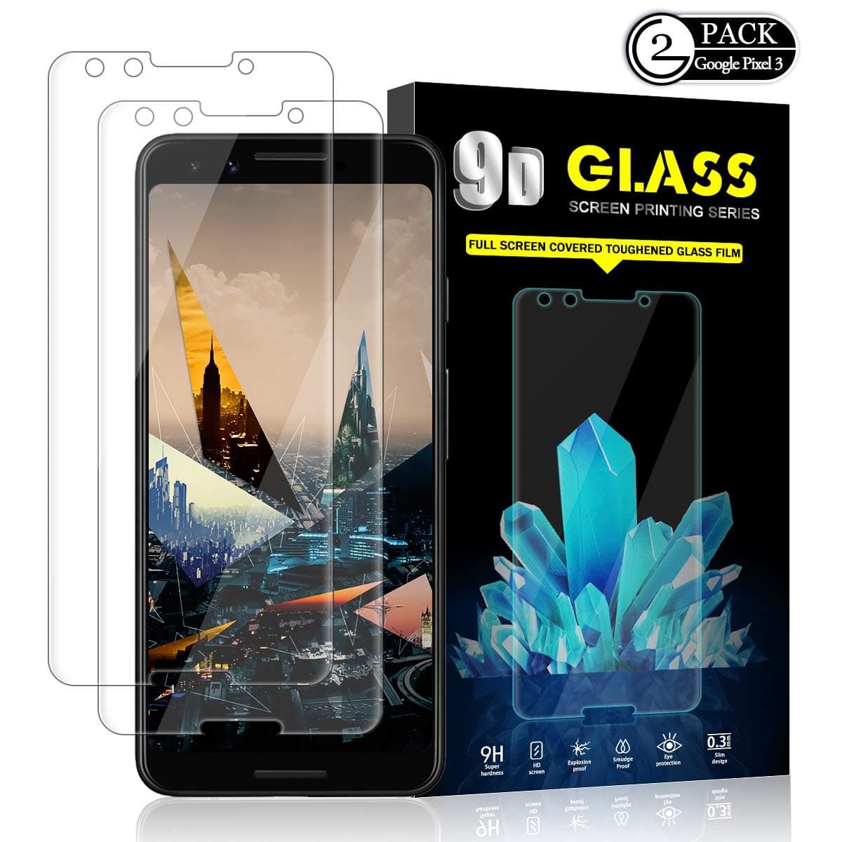 YEYEBF Google Pixel 3 Screen Protector [2 Pack] Tempered Glass