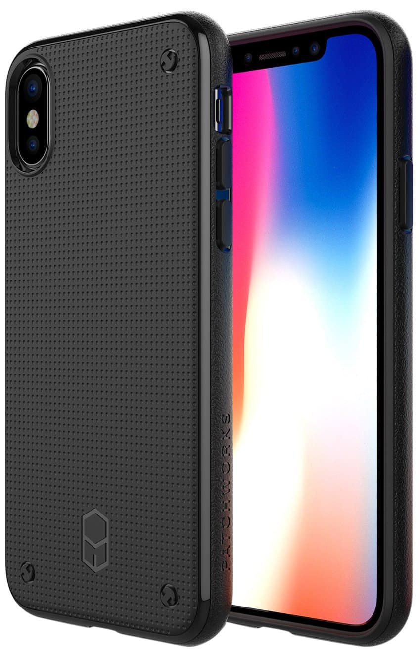PATCHWORKS iPhone X Case, [Flexguard Series] One Piece Soft Flexible TPU Anti-Slip Side Grip with Added Corner Impact Protection Cushion [Wireless Charging] Case for iPhone X / 10 (2017) - Black