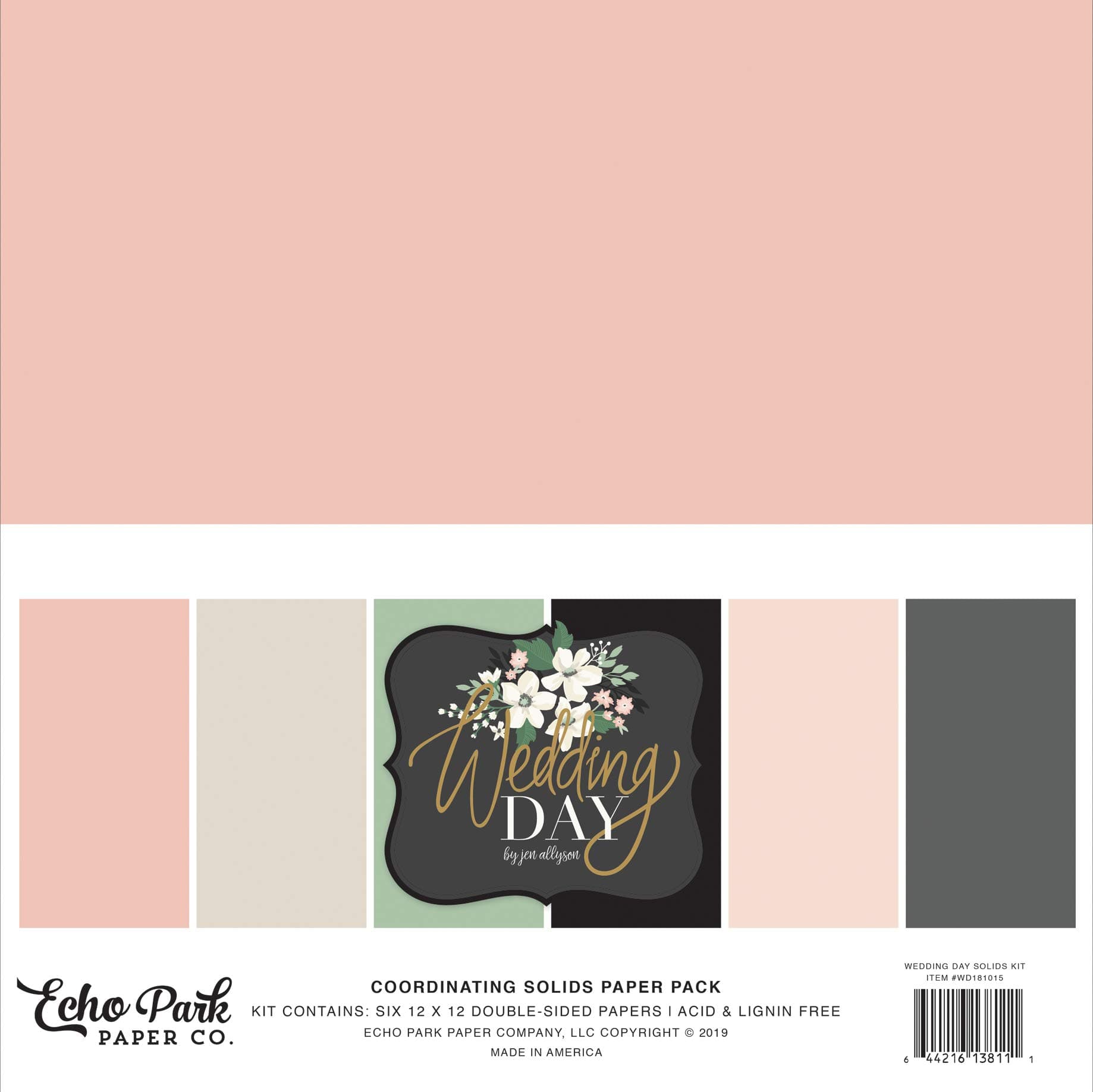 Echo Park Double-Sided Solid Cardstock 12"X12" 6/Pkg-Wedding Day, 6 Colors