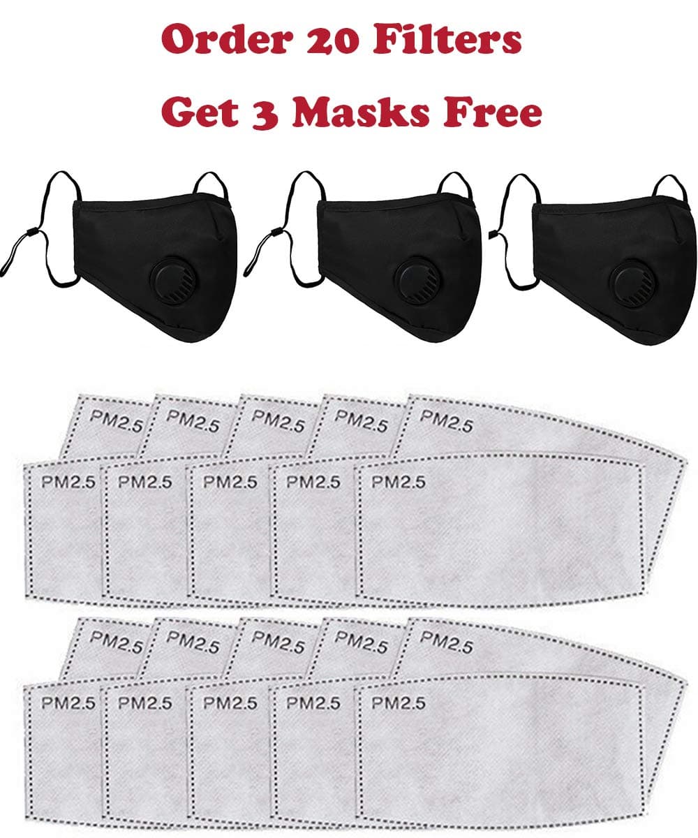 PM2.5 Activated Carbon Filter, Replaceable Anti Haze Filter Paper for Mask Anti Pollution Washable Cotton for Adult (20)